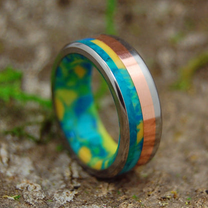 SPRING AWAKENING | Men's Multi Stone, Copper & Titanium Wedding Ring - Minter and Richter Designs