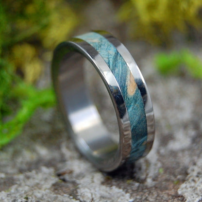 STARRY STARRY NIGHT | Size 4 At 4.8mm | Blue Box Elder Wood | Unique Wedding Band | On Sale - Minter and Richter Designs