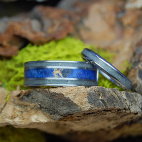 ST. AUGUSTINE AND THE DEEP BLUE SEA | St. Augustine Beach Sand and Blue Box Elder Wood - Unique Wedding Rings - Minter and Richter Designs