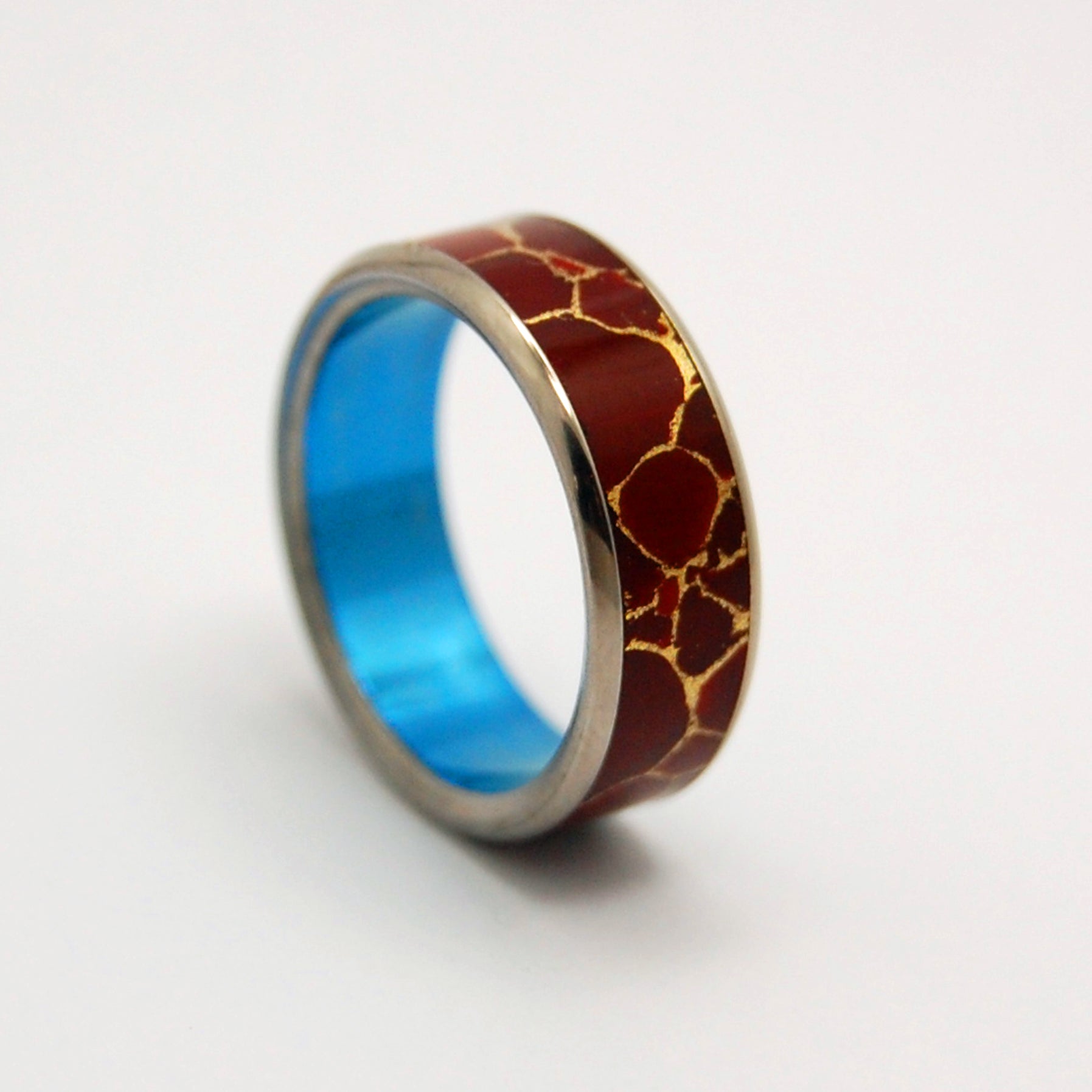 Stone Of Endurance Blue | Men's Red Jasper & Titanium Wedding Ring - Minter and Richter Designs