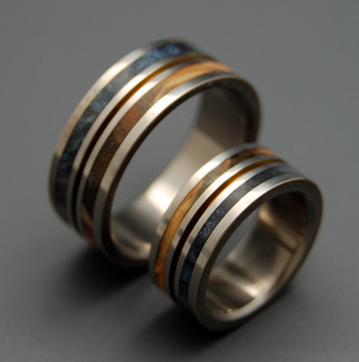 Sun & Moon | Box Elder Wood & Titanium - Unique Wedding Ring Set - Minter and Richter Designs