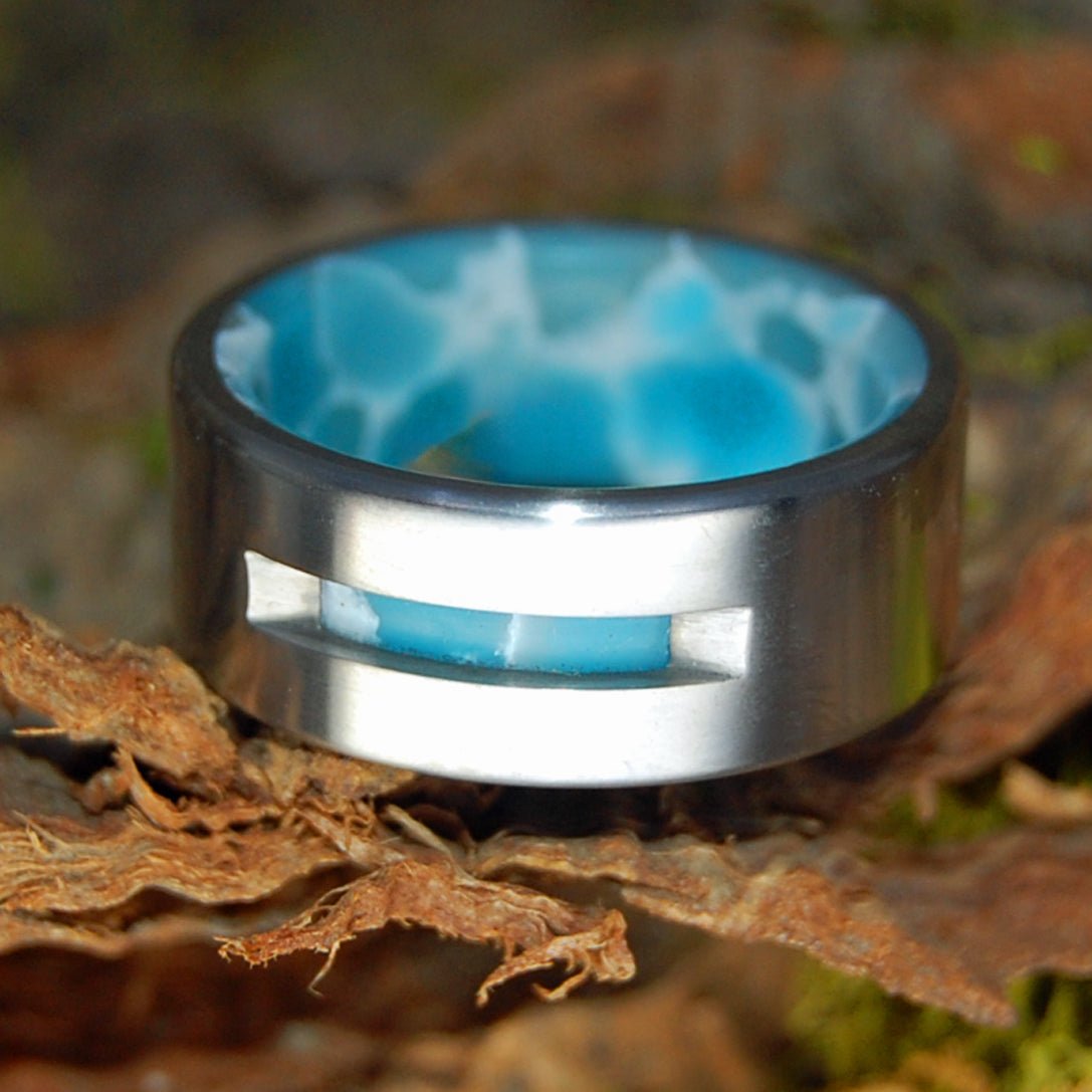 SUNNY SKY SHINING THROUGH | Men's Larimar Stone Wedding Ring - Minter and Richter Designs