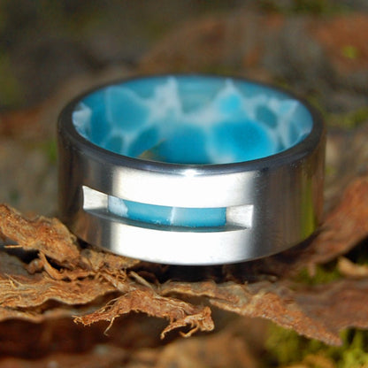 SUNNY SKY SHINING THROUGH | Men's Larimar Stone Wedding Ring - Minter and Richter Designs