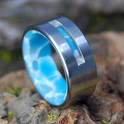 SUNNY SKY SHINING THROUGH | Men's Larimar Stone Wedding Ring - Minter and Richter Designs