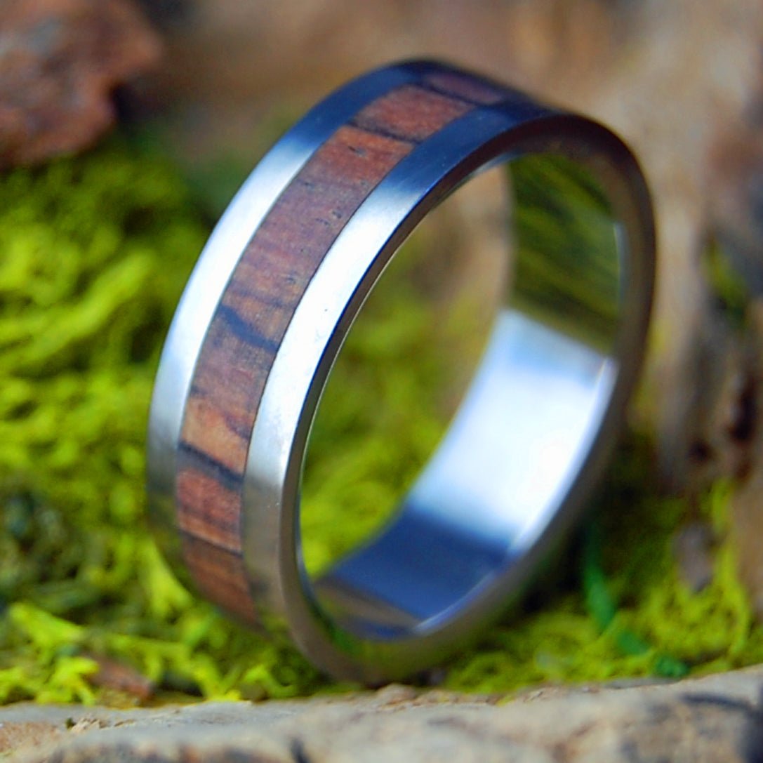 SUPER LOVE DARK| Men's Cocobolo Wood & Titanium Wedding Ring - Minter and Richter Designs