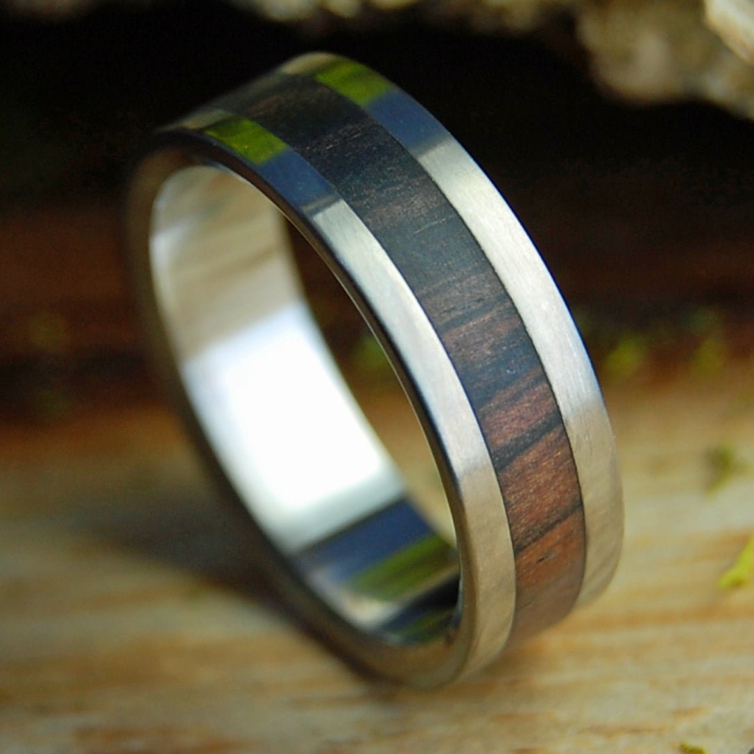 SUPER LOVE DARK| Men's Cocobolo Wood & Titanium Wedding Ring - Minter and Richter Designs