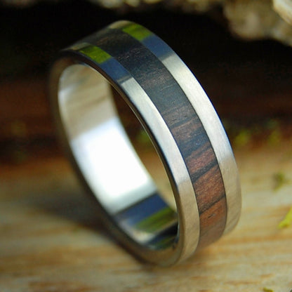 SUPER LOVE DARK| Men's Cocobolo Wood & Titanium Wedding Ring - Minter and Richter Designs