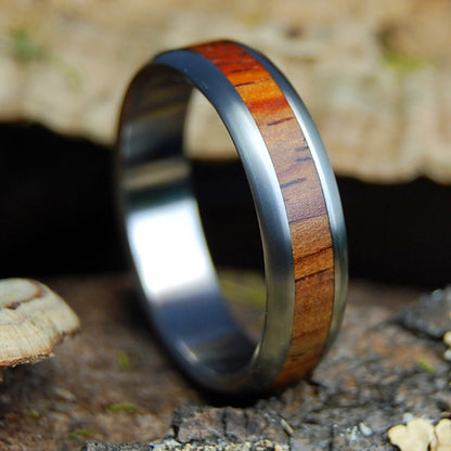 SUPER LOVE ROUNDED | Men's Cocobolo Wood & Titanium Wedding Ring - Minter and Richter Designs