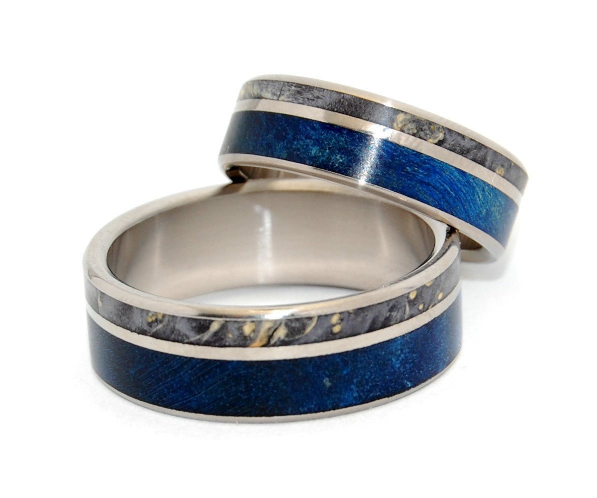 Swoon | Box Elder Wood & Titanium - Unique Wedding Ring Set - Minter and Richter Designs
