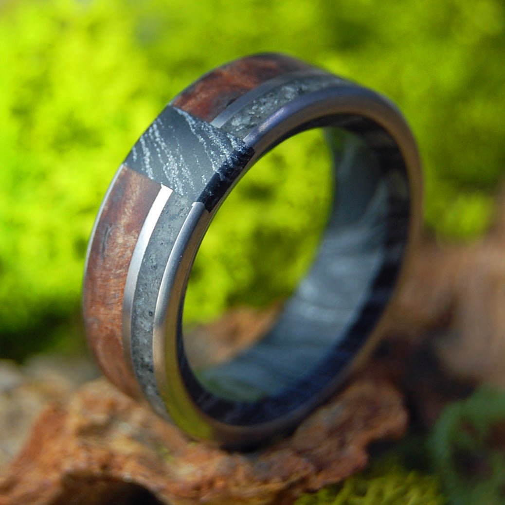 Tahoe at Night | Men's California Redwood, Lake Tahoe Stones & M3 Titanium Wedding Ring - Minter and Richter Designs