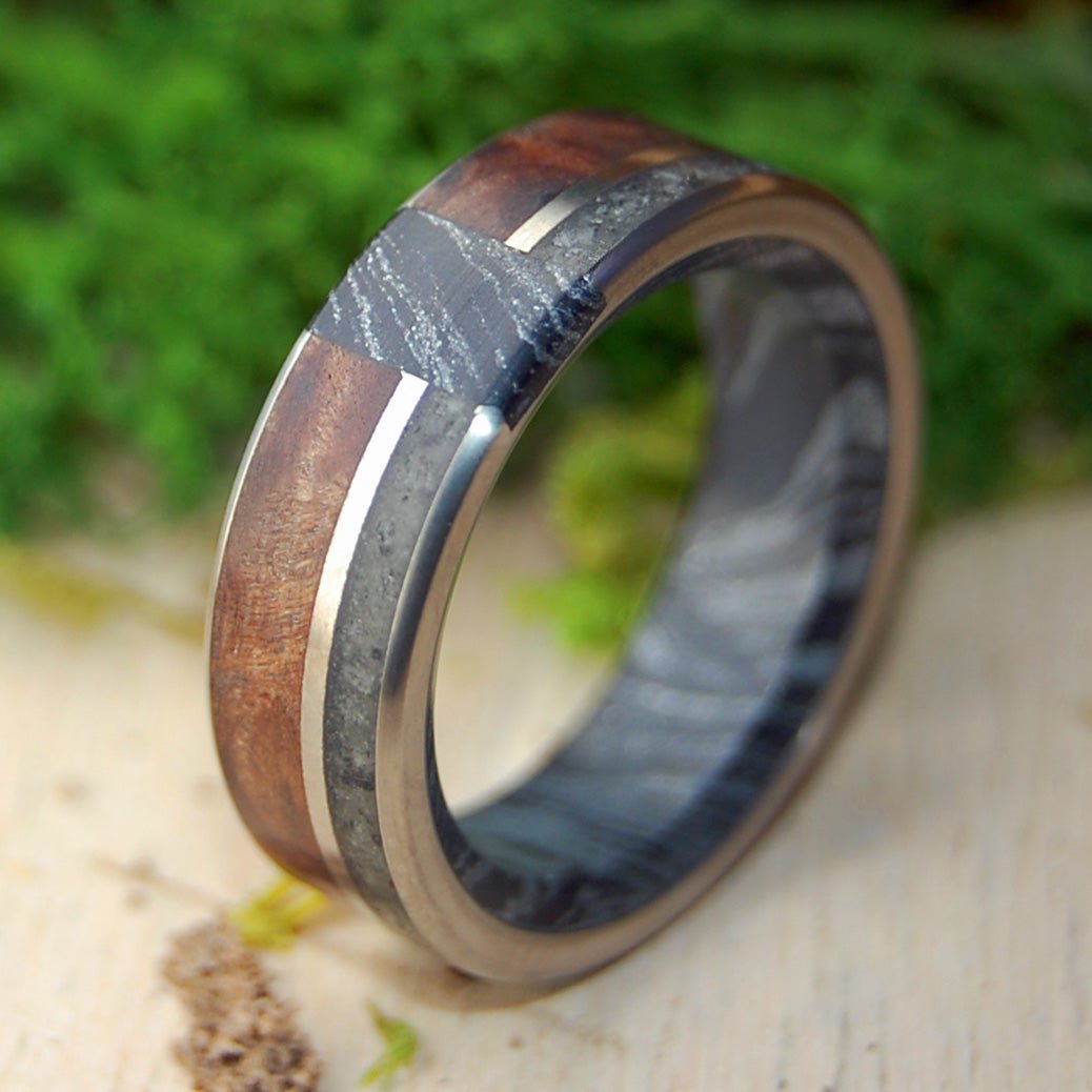 Tahoe at Night | Men's California Redwood, Lake Tahoe Stones & M3 Titanium Wedding Ring - Minter and Richter Designs