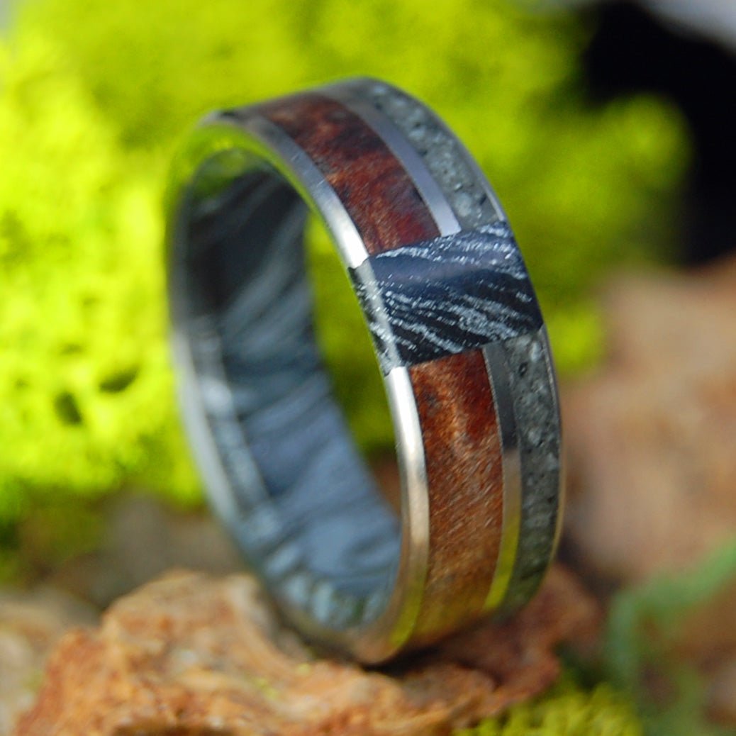 Tahoe at Night | Men's California Redwood, Lake Tahoe Stones & M3 Titanium Wedding Ring - Minter and Richter Designs