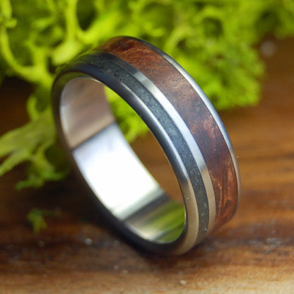 TAHOE AT DUSK NAKED | Men's California Redwood & Lake Tahoe Stones Titanium Wedding Ring