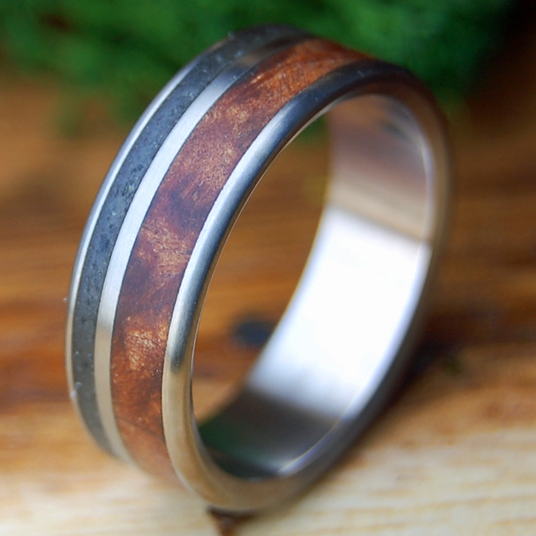 TAHOE AT DUSK NAKED | Men's California Redwood & Lake Tahoe Stones Titanium Wedding Ring