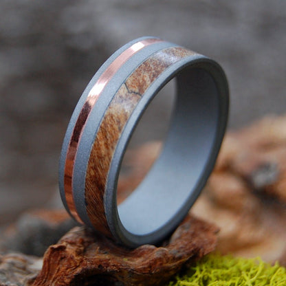 That Will Do! | Men's Spalted Maple, Copper & Titanium Wedding Ring - Minter and Richter Designs