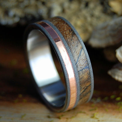 THAT WILL DO! | Men's Spalted Maple, Copper & Titanium Wedding Ring - Minter and Richter Designs