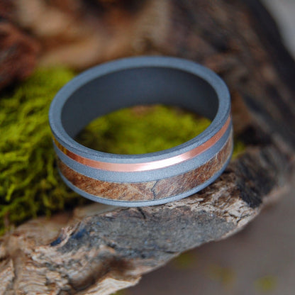 That Will Do! | Men's Spalted Maple, Copper & Titanium Wedding Ring - Minter and Richter Designs