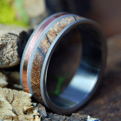 THAT WILL DO! | Men's Spalted Maple, Copper & Titanium Wedding Ring - Minter and Richter Designs