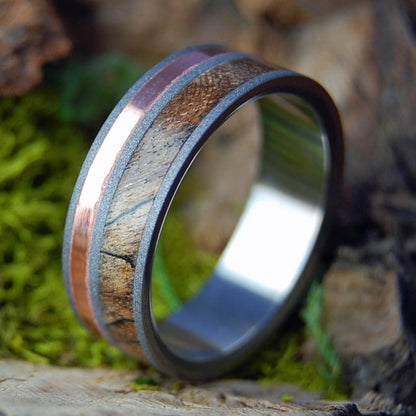 THAT WILL DO! | Men's Spalted Maple, Copper & Titanium Wedding Ring - Minter and Richter Designs