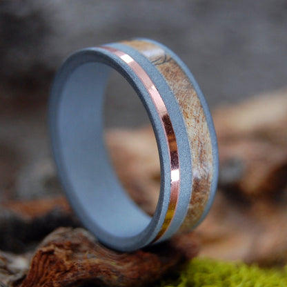 That Will Do! | Men's Spalted Maple, Copper & Titanium Wedding Ring - Minter and Richter Designs