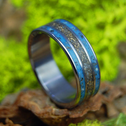 The British Are Coming 7mm! | Men's Battleground Earth, Bullet Fragments & Titanium Revolutionary War Military Memorial Wedding Ring - Minter and Richter Designs