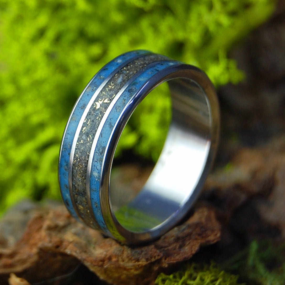 The British Are Coming 7mm! | Men's Battleground Earth, Bullet Fragments & Titanium Revolutionary War Military Memorial Wedding Ring - Minter and Richter Designs