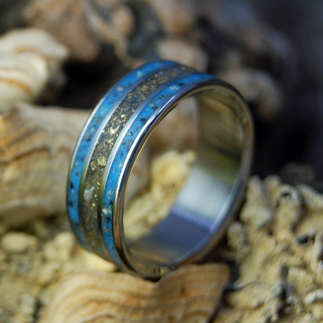 The British Are Coming 7mm! | Men's Battleground Earth, Bullet Fragments & Titanium Revolutionary War Military Memorial Wedding Ring - Minter and Richter Designs