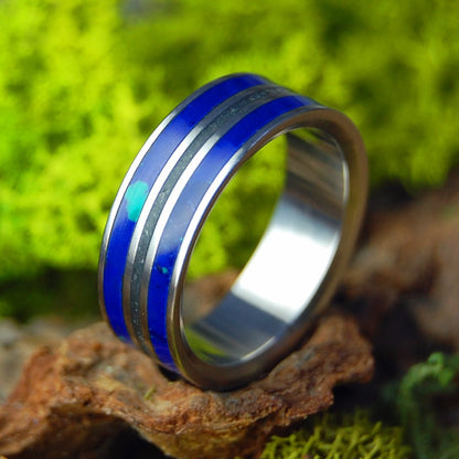 The Cold Blue of Alaska | Azurite Malachite and Alaskan Beach Sand - Unique Wedding Ring - Minter and Richter Designs