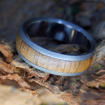 THE COMPTON OAK TREE, WILLIAMSBURG, VA | Men's Compton Oak & Titanium Domed Wedding Ring - Minter and Richter Designs