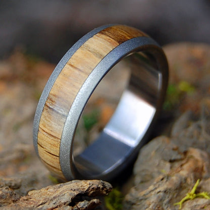 THE COMPTON OAK TREE, WILLIAMSBURG, VA | Men's Compton Oak & Titanium Domed Wedding Ring - Minter and Richter Designs