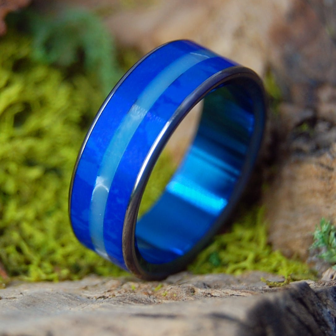 THE DOREEN | Larimar & Sodalite - Titanium Wedding Ring - Minter and Richter Designs