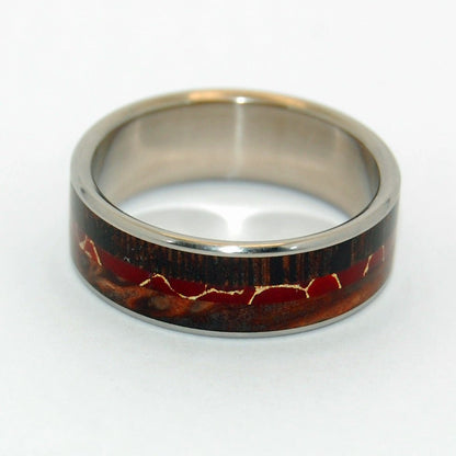 The Magic Between | Men's Wenge Wood, Redwood, Red Jasper Stone & Titanium Wedding Ring - Minter and Richter Designs