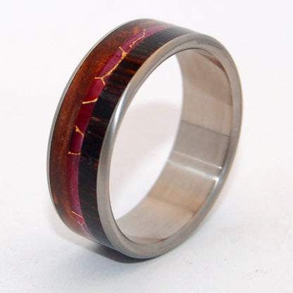 The Magic Between | Men's Wenge Wood, Redwood, Red Jasper Stone & Titanium Wedding Ring - Minter and Richter Designs