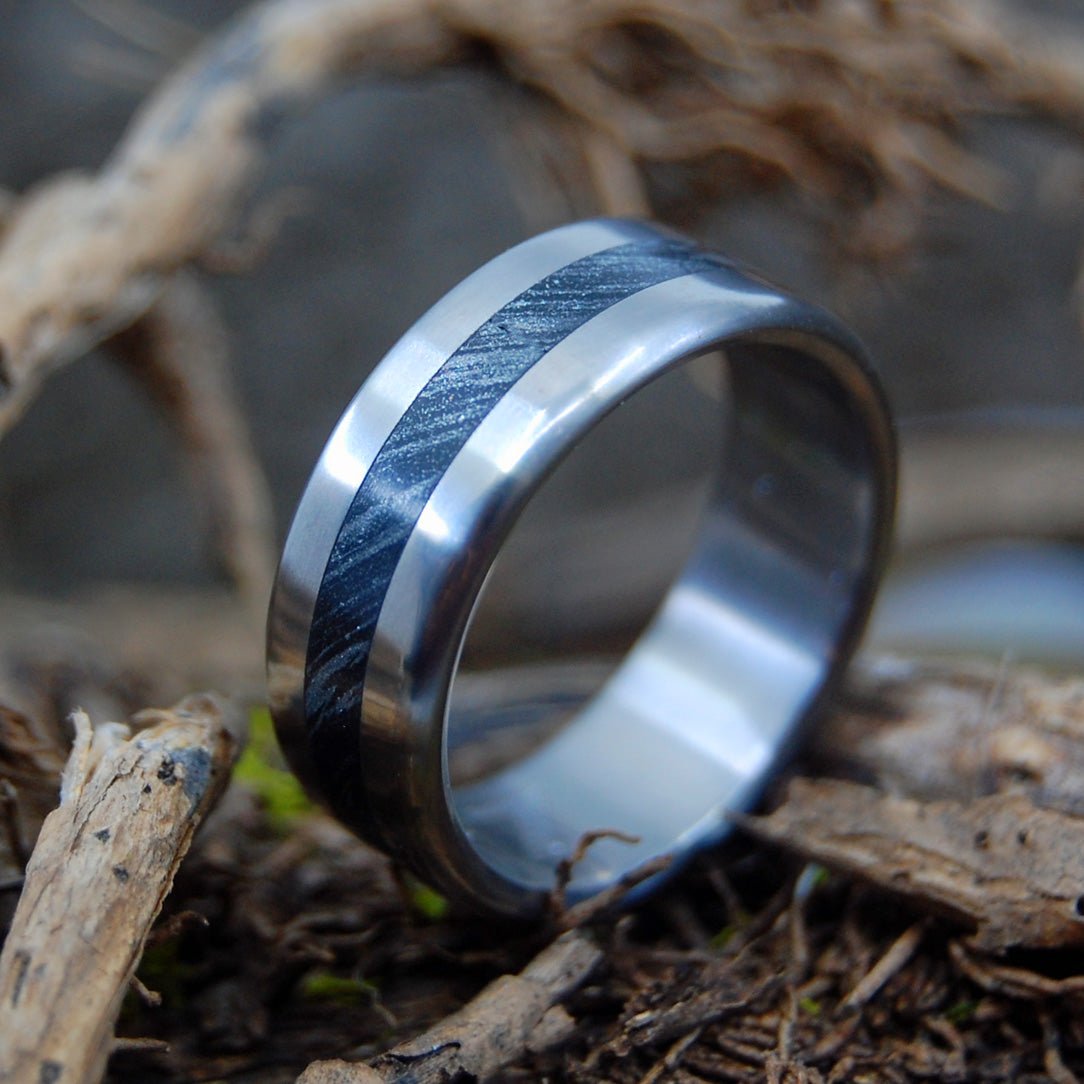 The Man They Call Z | Men's Titanium, Mokume Gane & Zirconium Wedding Ring - Minter and Richter Designs