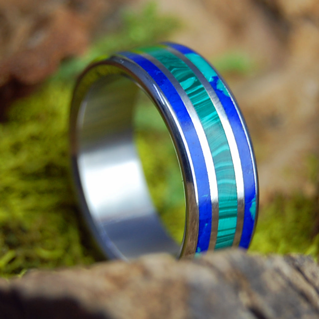 The Sea Inspires Malachite | Men's Malachite, Azurite Stone & Titanium Wedding Ring