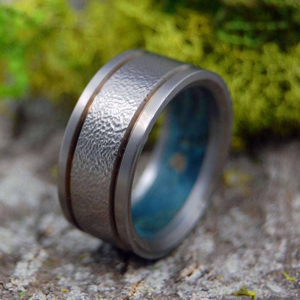 TITAN BLUE BOX ELDER | Size 9.25 At 9.5mm | Titanium Wedding Ring | On Sale - Minter and Richter Designs