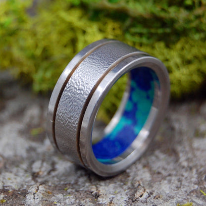 TITAN | Size 9.5 At 9.5mm | Azurite Malachite |Unique Wedding Band | On Sale - Minter and Richter Designs