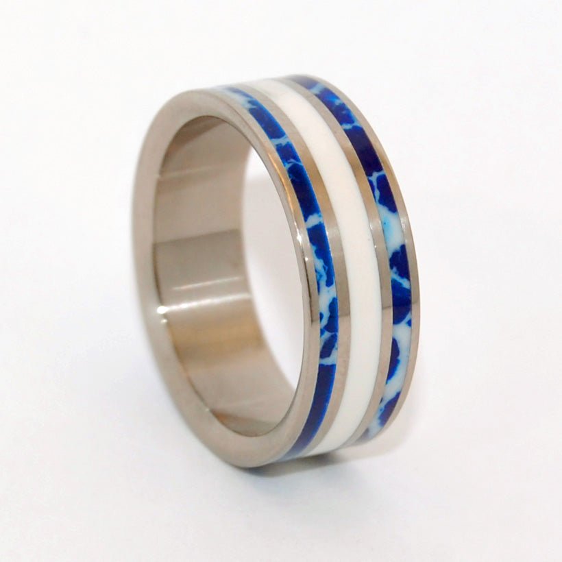 To Me! | Men's Cobalt Stone, White Marble & Titanium Wedding Ring - Minter and Richter Designs