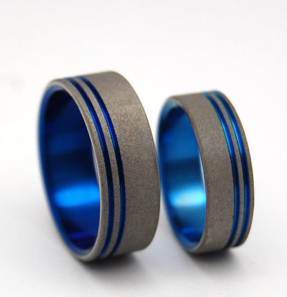 To The Future Ii | Blue Titanium - Unique Wedding Ring - Wedding Ring Set - Minter and Richter Designs