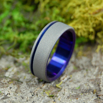 TO THE FUTURE PURPLE BLUE | Size 6.75 At 6.4mm | Titanium Wedding Ring | On Sale - Minter and Richter Designs