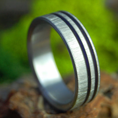 To The Future Vertical | Men's Purple & Titanium Wedding Ring - Minter and Richter Designs