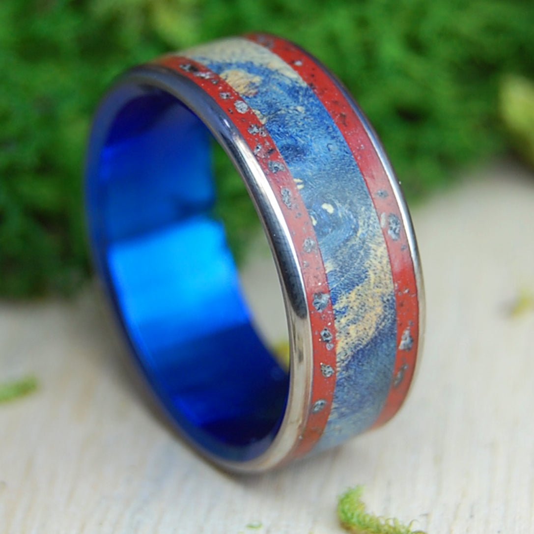 To The Real Heroes in Blue | Men's Crimson Sand & Titanium Military Wedding Ring - Minter and Richter Designs