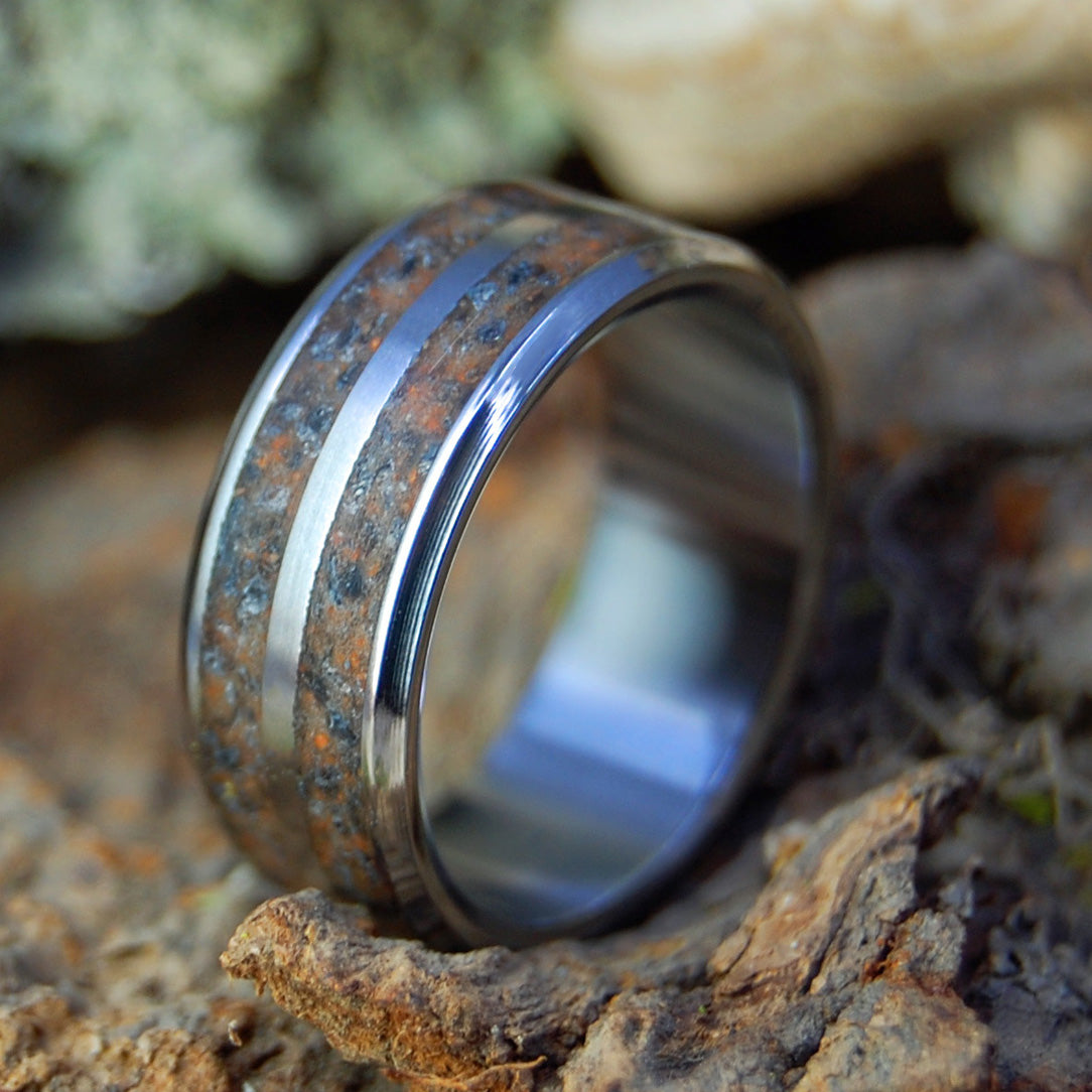 TOMB OF CHRIST | Jerusalem Earth & Armenian Obsidian - Wedding Ring - Minter and Richter Designs