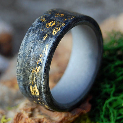 TRUE TO ME SANDBLASTED | Men's Black Box Elder Wood & Titanium Wedding Ring - Minter and Richter Designs