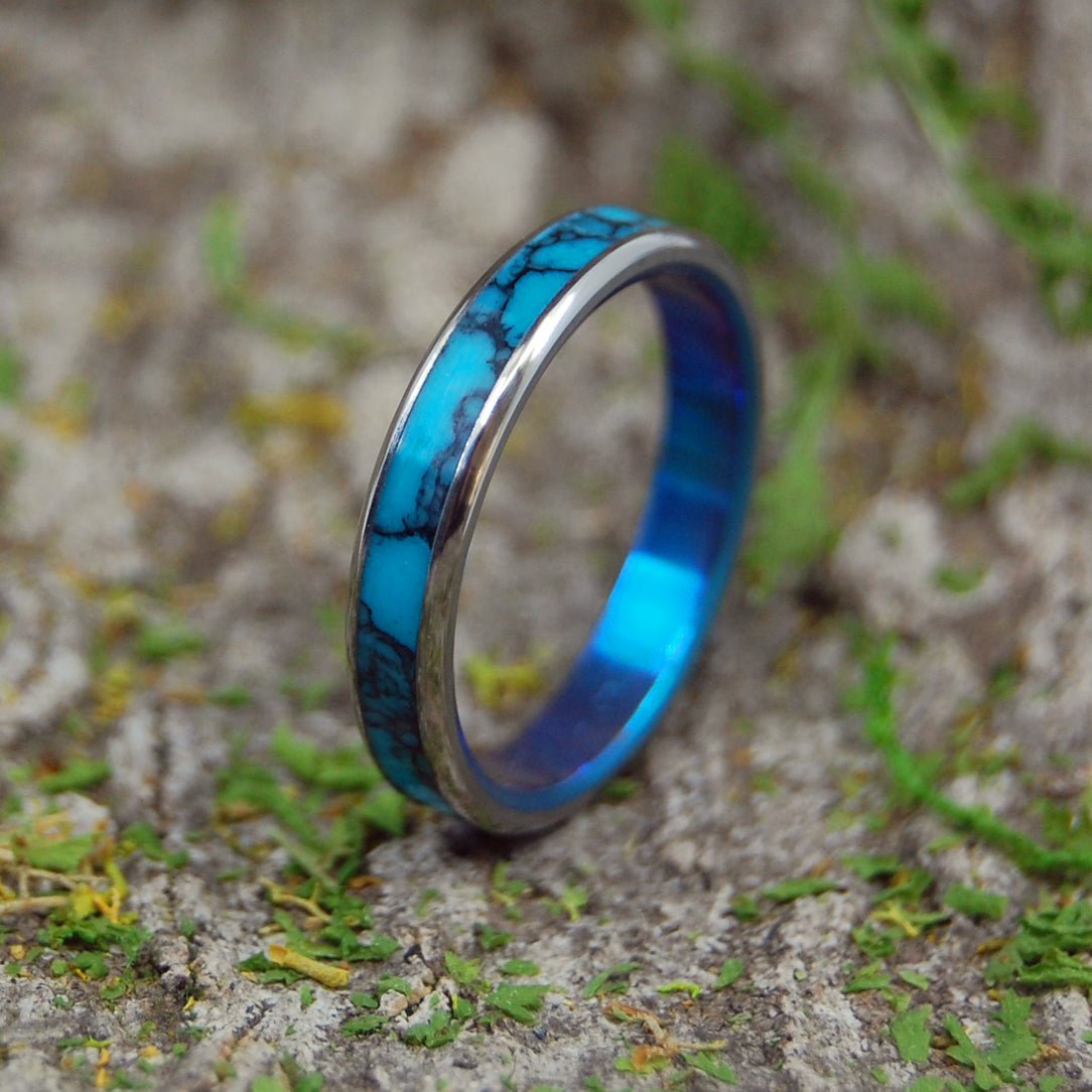 Turquoise Delight | Men's Turquoise & Titanium Wedding Ring - Minter and Richter Designs