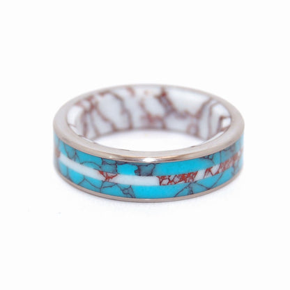 Turquoise Stallion | Men's Turquoise Stone, Wild Horse Jasper Stone & Titanium Wedding Ring - Minter and Richter Designs