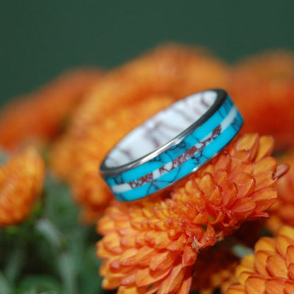 Turquoise Stallion | Men's Turquoise Stone, Wild Horse Jasper Stone & Titanium Wedding Ring - Minter and Richter Designs