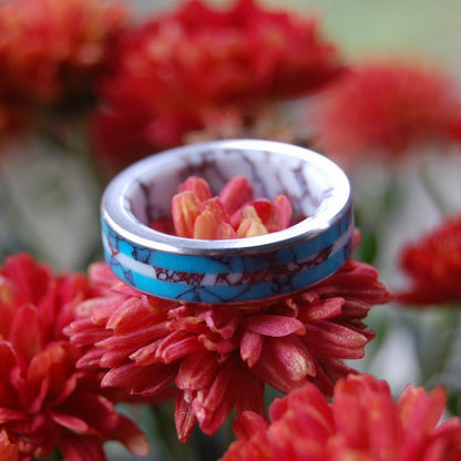 Turquoise Stallion | Men's Turquoise Stone, Wild Horse Jasper Stone & Titanium Wedding Ring - Minter and Richter Designs