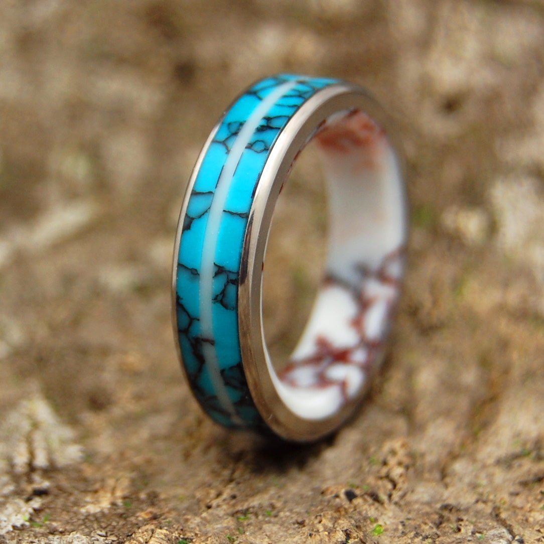 Turquoise Stallion | Men's Turquoise, Wild Horse Jasper & Titanium Wedding Ring - Minter and Richter Designs