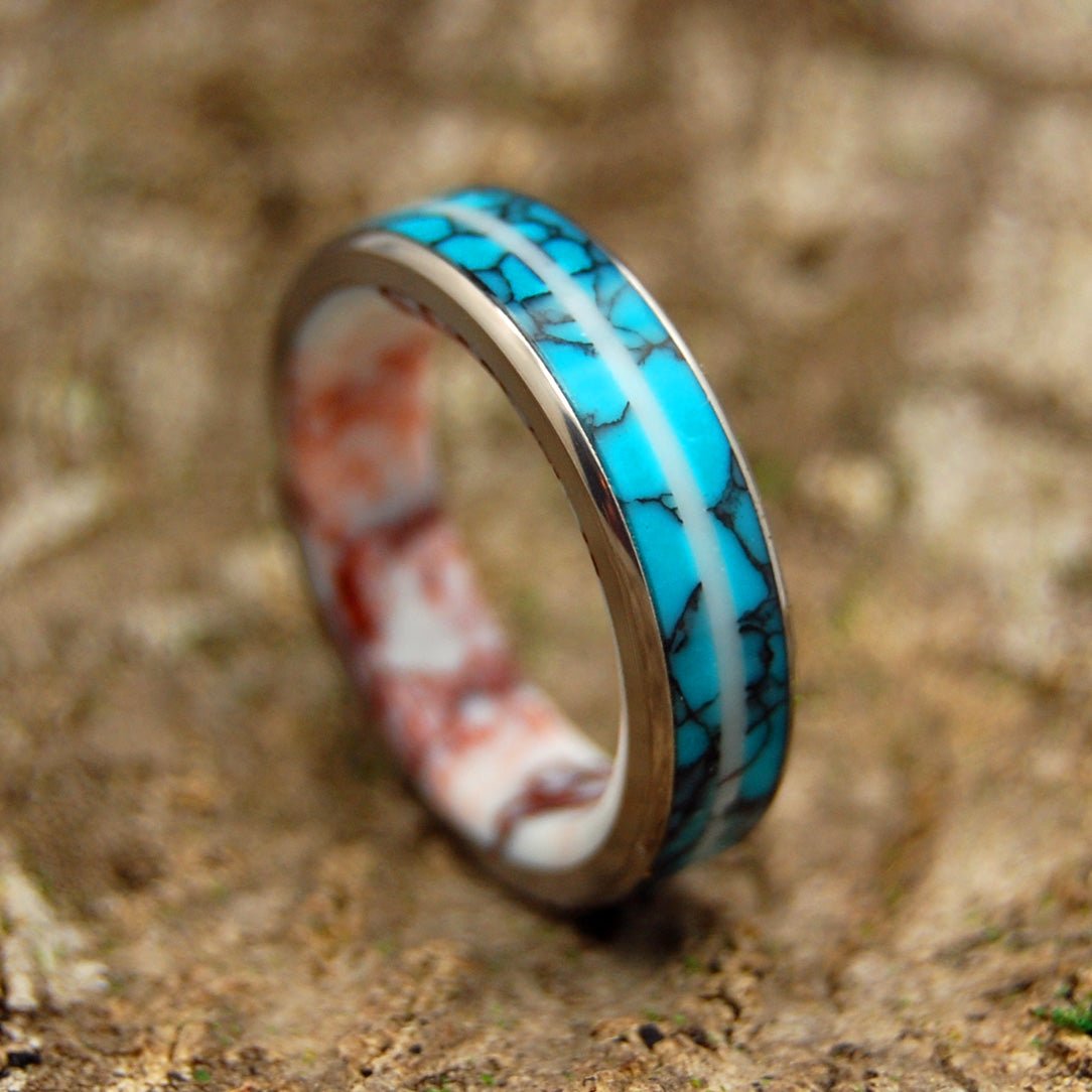 Turquoise Stallion | Men's Turquoise, Wild Horse Jasper & Titanium Wedding Ring - Minter and Richter Designs